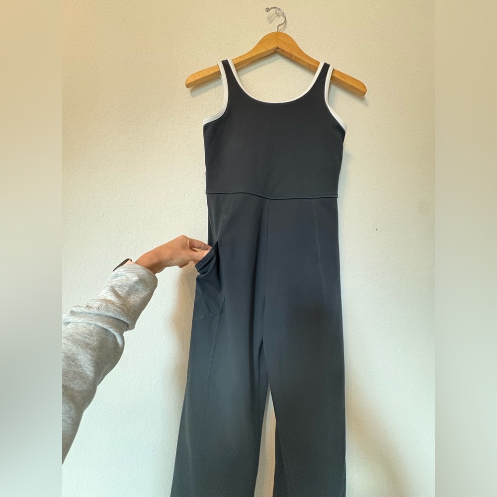 Abercrombie Kids GIRLS Black Jumpsuit White Edging ypb - Picture 4 of 8